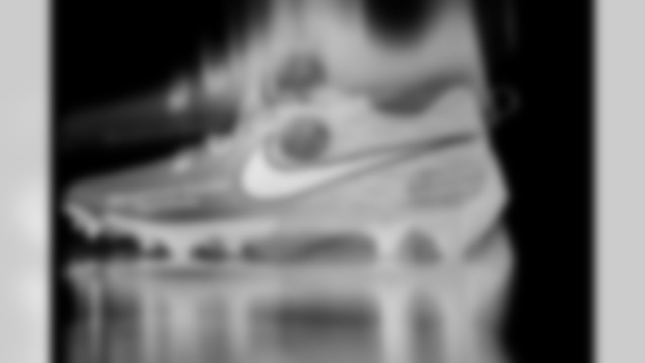 Photos of Atlanta Falcons wide receiver Casey Washington #82's cleats for My Cause My Cleats at the Atlanta Falcons Training Facility in Flowery Branch, Ga. on Tuesday, November 18, 2025. (Photo by Taylor McLaughlin/Atlanta Falcons)