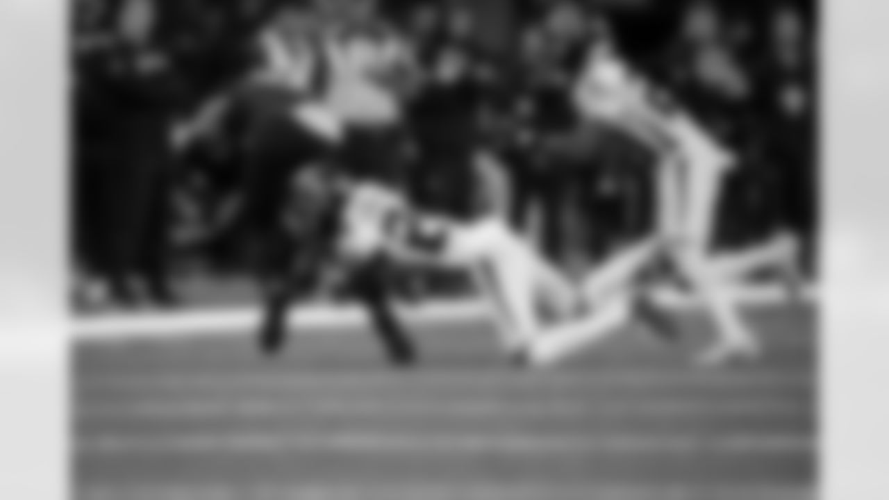 Atlanta Falcons cornerback A.J. Terrell #24 makes a tackle during the Week 12 Game against the New Orleans Saints at Caesars Superdome in New Orleans, Louisiana on Sunday, November 23, 2025. (Photo by Jay Bendlin/Atlanta Falcons)