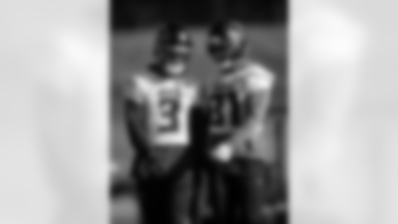 Atlanta Falcons safety Jessie Bates III #3 and Atlanta Falcons safety Xavier Watts #31 during practice at Atlanta Falcons Training Facility in Flowery Branch, Georgia, on Wednesday, December 3, 2025. (Photo by Jay Bendlin/Atlanta Falcons)