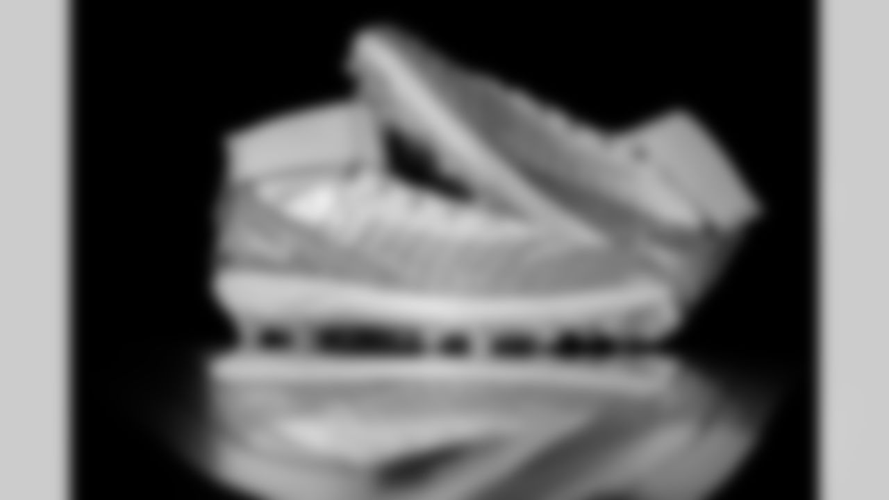 Photos of Atlanta Falcons offensive lineman Michael Jerrell #72's cleats for My Cause My Cleats at the Atlanta Falcons Training Facility in Flowery Branch, Ga. on Thursday, November 20, 2025. (Photo by Taylor McLaughlin/Atlanta Falcons)