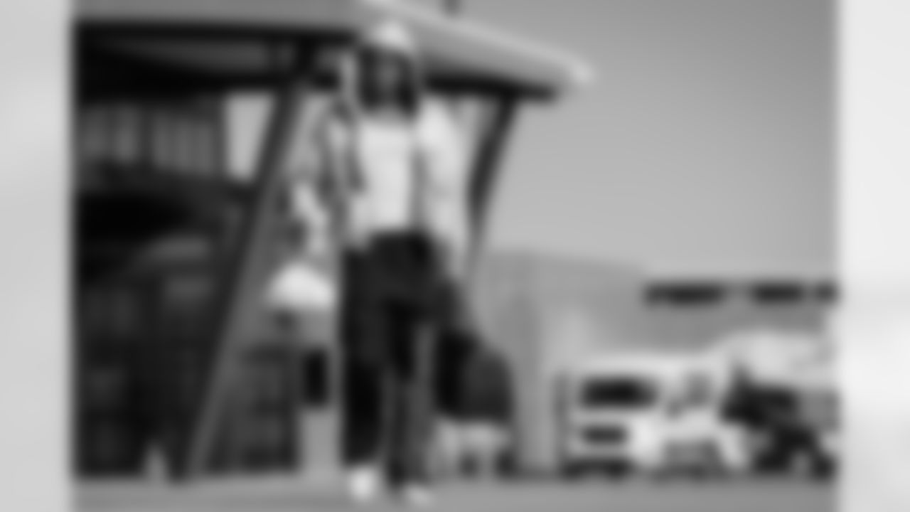 Atlanta Falcons cornerback Natrone Brooks #35 boards the plane at Hartsfield-Jackson International Airport in Atlanta, Ga. on Saturday, December 20, 2025. (Photo by Jay Bendlin/Atlanta Falcons)