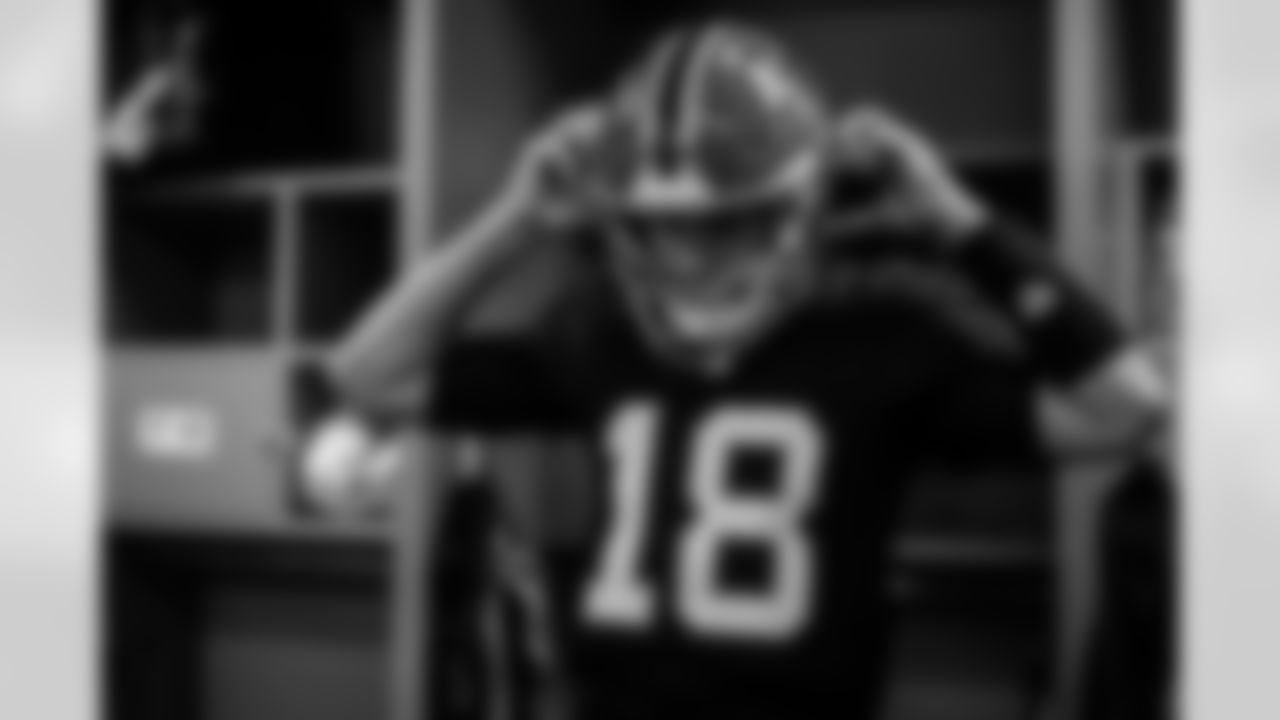 Atlanta Falcons quarterback Kirk Cousins #18 in the locker room during the Week 15 Game against the Tampa Bay Buccaneers at Raymond James Stadium in Tampa, Florida on Thursday, December 11, 2025. (Photo by Jay Bendlin/Atlanta Falcons)