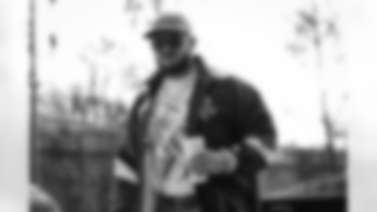 Atlanta Falcons long snapper Liam McCullough #49 arrives before the Week 17 Game against the Los Angeles Rams at Mercedes-Benz Stadium in Atlanta, Georgia on Monday, December 29, 2025. (Photo by Jay Bendlin/Atlanta Falcons)