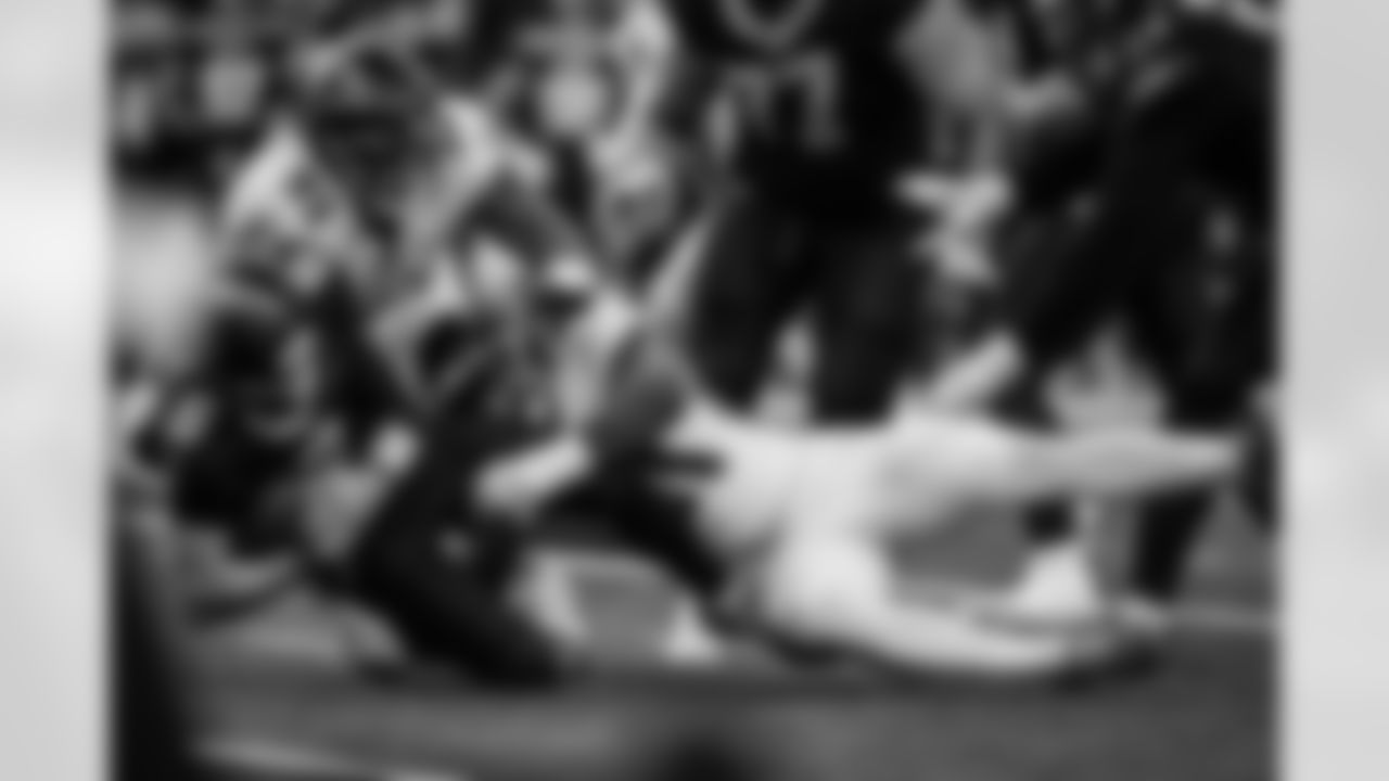 Atlanta Falcons defensive lineman Kentavius Street #93 and XXXXX make a tackle during the Week 12 Game against the New Orleans Saints at Caesars Superdome in New Orleans, Louisiana on Sunday, November 23, 2025. (Photo by Taylor McLaughlin/Atlanta Falcons)