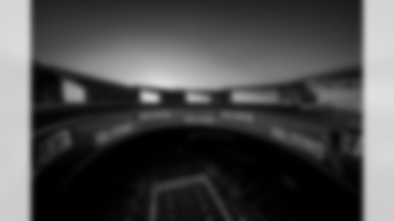 A general sunset view from the roof before the Week 6 Game against the Buffalo Bills at Mercedes-Benz Stadium in Atlanta, Georgia on Monday, October 13, 2025. (Photo by Kevin Liles/Atlanta Falcons)