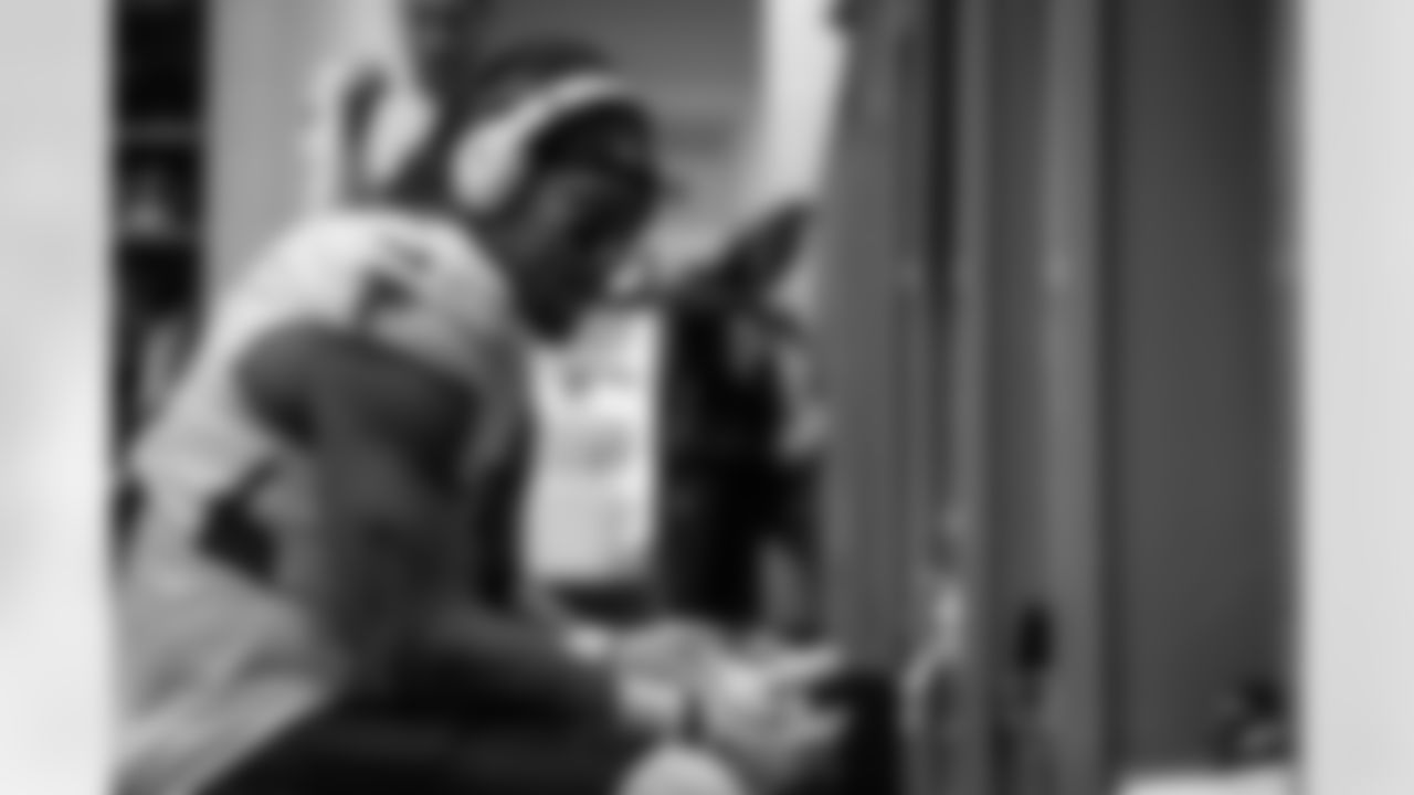 Atlanta Falcons running back Bijan Robinson #7 in the locker room before the Week 13 Game against the New York Jets at Metlife Stadium in East Rutherford, New Jersey on Sunday, November 30, 2025. (Photo by Jay Bendlin/Atlanta Falcons)