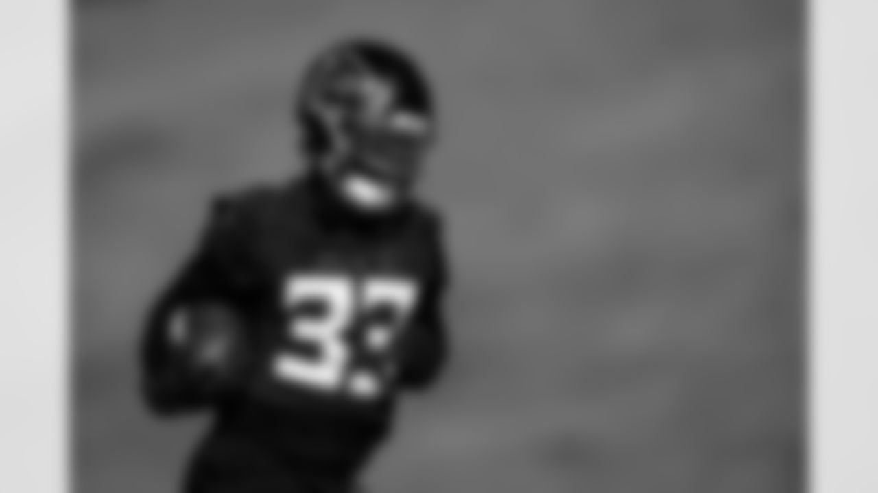 Atlanta Falcons defensive back Billy Bowman Jr. #33 during practice at Atlanta Falcons Training Facility in Flowery Branch, Georgia, on Wednesday, November 5, 2025. (Photo by Jay Bendlin/Atlanta Falcons)