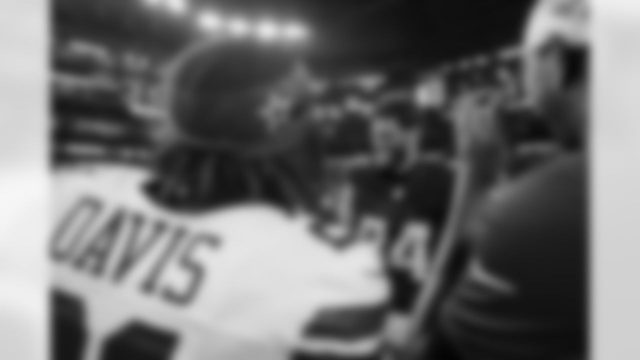 Atlanta Falcons tight end Feleipe Franks #84 after the Preseason Game against the Dallas Cowboys at AT&T Stadium in Arlington, Texas on Friday, August 22, 2025. (Photo by Jay Bendlin/Atlanta Falcons)