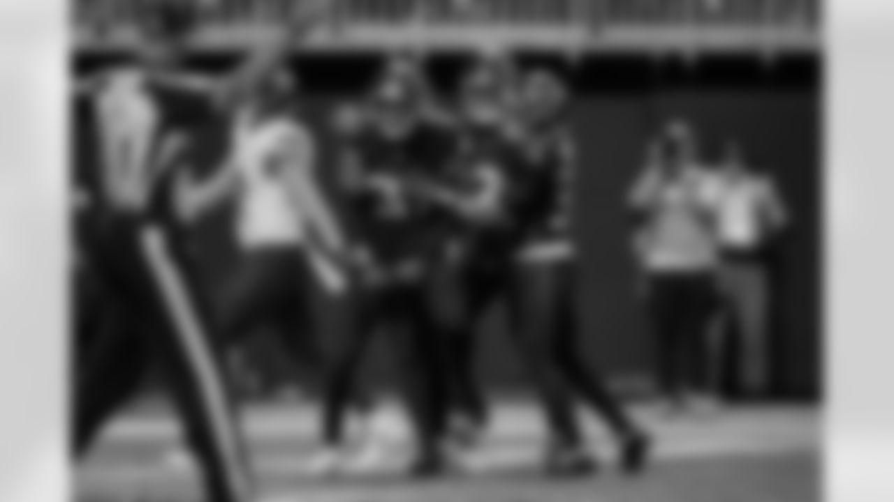 Atlanta Falcons safety Xavier Watts #31 intercepted the ball during the Week 4 Game against the Washington Commanders at Mercedes-Benz Stadium in Atlanta, Georgia on Sunday, September 28, 2025. (Photo by Taylor McLaughlin/Atlanta Falcons)