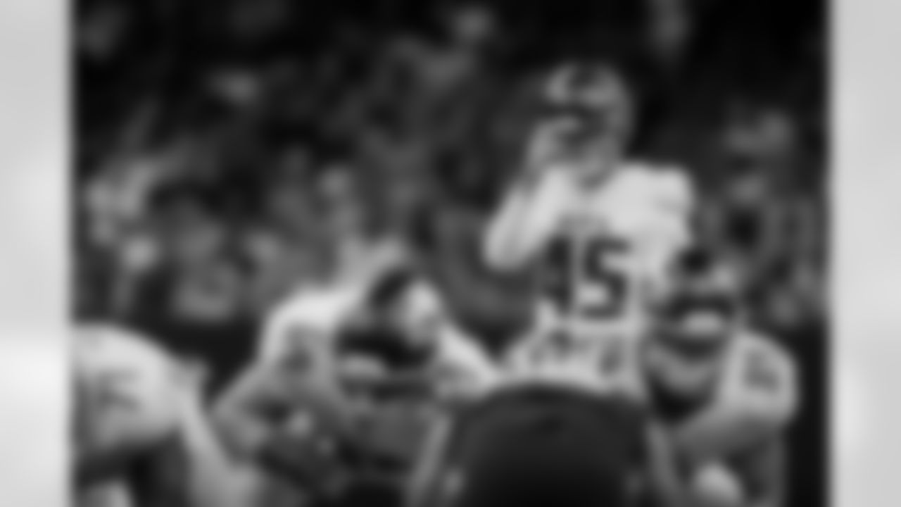 Atlanta Falcons kicker Zane Gonzalez #45 during the Week 12 Game against the New Orleans Saints at Caesars Superdome in New Orleans, La. on Sunday, November 23, 2025. (Photo by Taylor McLaughlin/Atlanta Falcons)