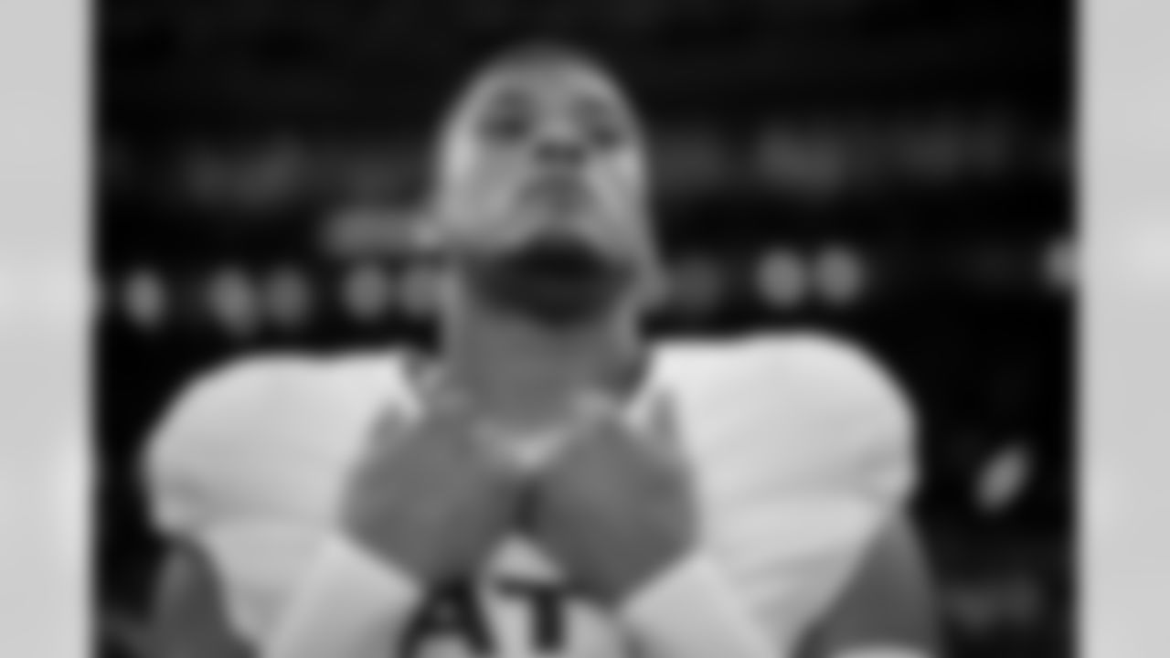 Atlanta Falcons defensive back Xavier Watts #31 looks on during the Week 12 Game against the New Orleans Saints at Caesars Superdome in New Orleans, Louisiana on Sunday, November 23, 2025. (Photo by Taylor McLaughlin/Atlanta Falcons)