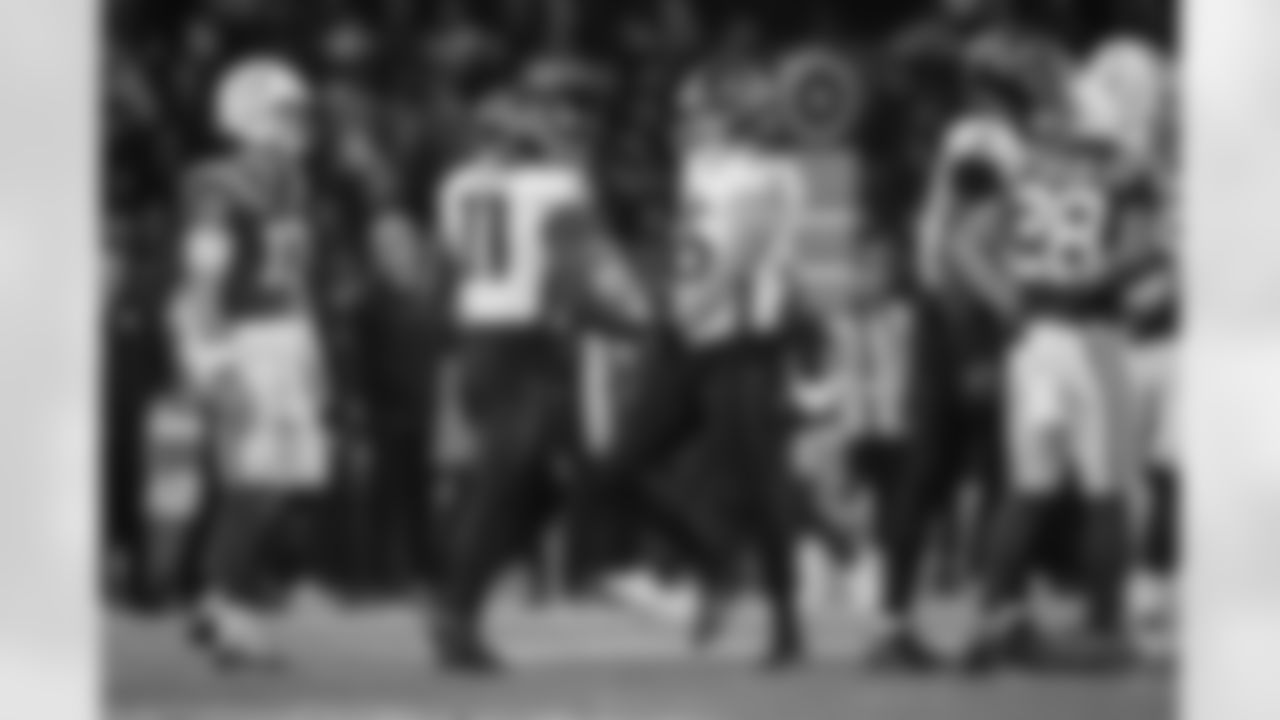 Atlanta Falcons edge rusher Jalon Walker #11 and Atlanta Falcons inside linebacker Kaden Elliss #55 during the Week 10 Game against the Indianapolis Colts at Olympic Stadium in Berlin, Germany on Sunday, November 9, 2025. (Photo by Jay Bendlin/Atlanta Falcons)