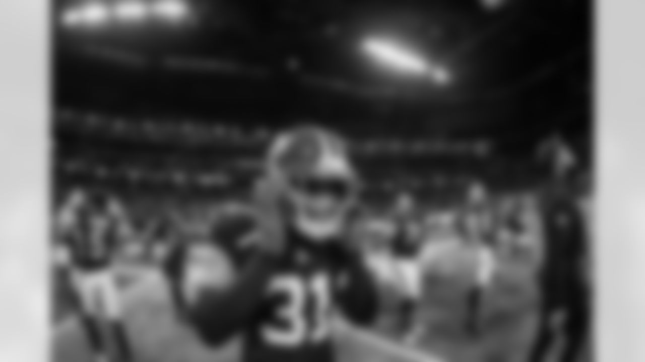 Atlanta Falcons safety Xavier Watts #31 after the Week 17 Game against the Los Angeles Rams at Mercedes-Benz Stadium in Atlanta, Georgia on Monday, December 29, 2025. (Photo by Jay Bendlin/Atlanta Falcons)