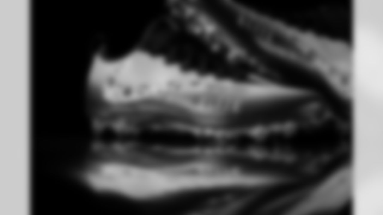 Photos of Atlanta Falcons wide receiver KhaDarel Hodge #4's cleats for My Cause My Cleats at the Atlanta Falcons Training Facility in Flowery Branch, Ga. on Wednesday, November 19, 2025. (Photo by Taylor McLaughlin/Atlanta Falcons)