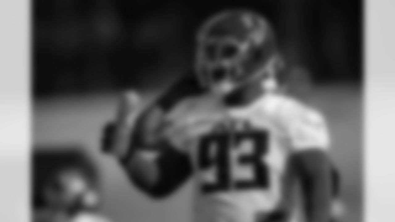 Atlanta Falcons defensive lineman Kentavius Street #93 during practice at Atlanta Falcons Training Facility in Flowery Branch, Georgia, on Wednesday, December 24, 2025. (Photo by Jay Bendlin/Atlanta Falcons)