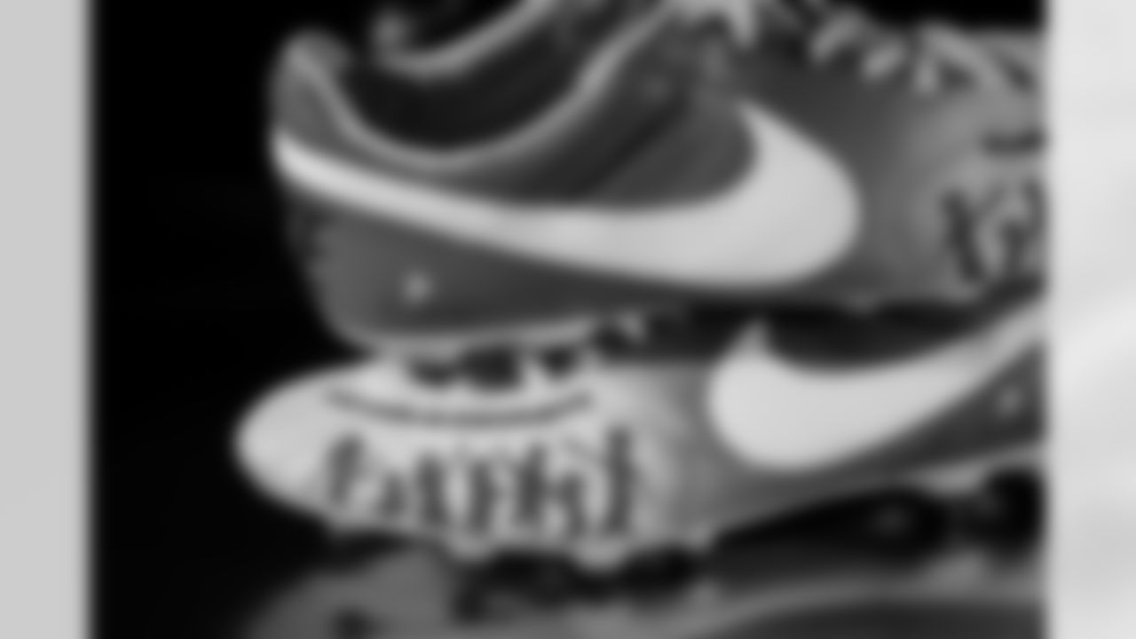 Photos of Atlanta Falcons punter Bradley Pinion #13's cleats for My Cause My Cleats at the Atlanta Falcons Training Facility in Flowery Branch, Ga. on Thursday, November 20, 2025. (Photo by Taylor McLaughlin/Atlanta Falcons)