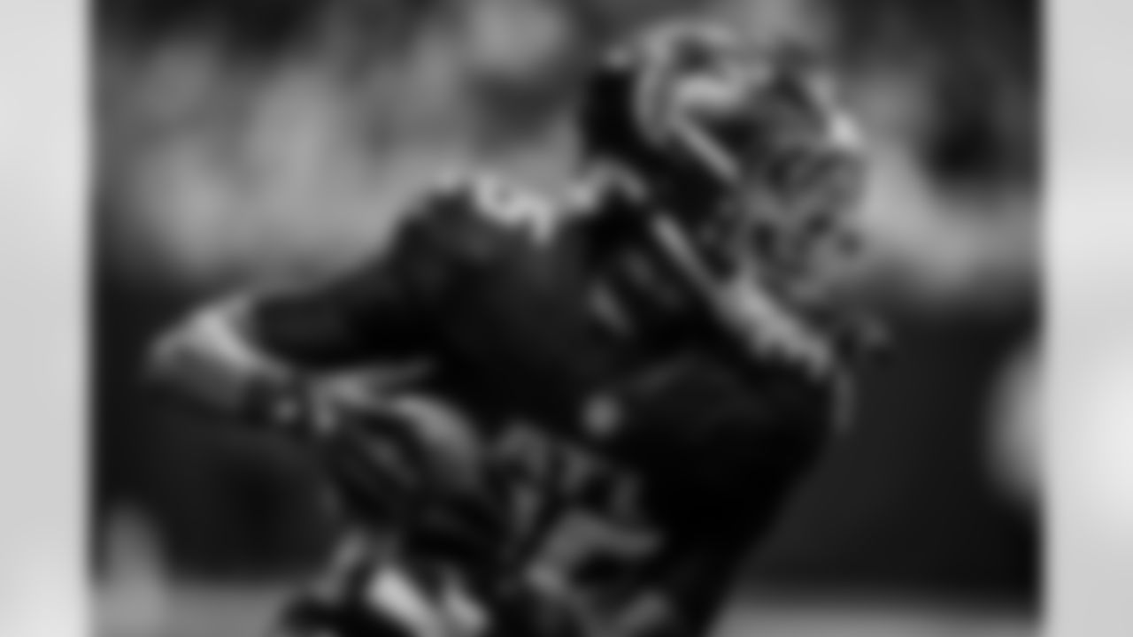 Atlanta Falcons cornerback Natrone Brooks #35 carries the ball during the Week 11 Game against the Carolina Panthers at Mercedes-Benz Stadium in Atlanta, Georgia on Sunday, November 16, 2025. (Photo by Taylor McLaughlin/Atlanta Falcons)