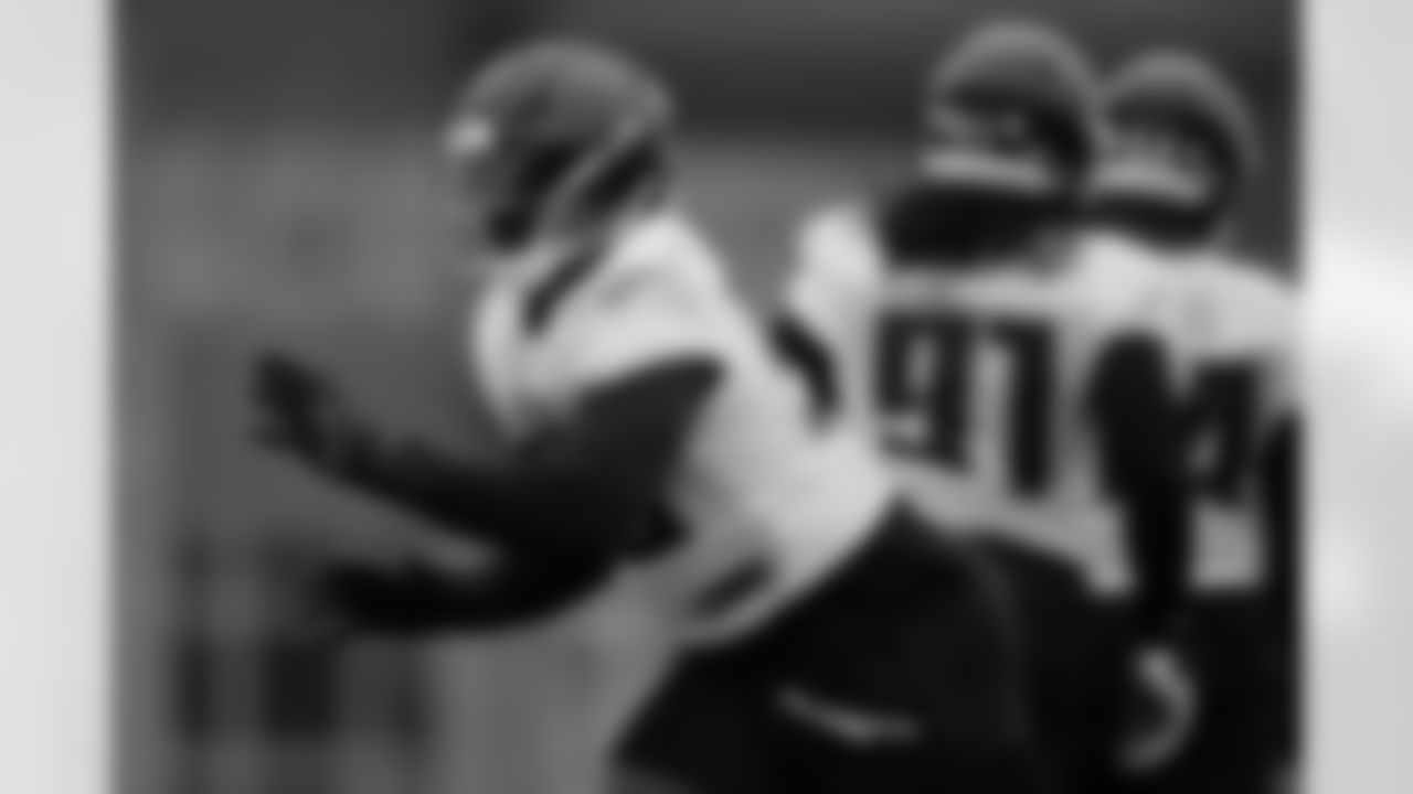 Atlanta Falcons defensive lineman Ruke Orhorhoro #98 during a Phase three practice at Atlanta Falcons Training Facility in Flowery Branch, Georgia, on Tuesday, May 27, 2025. (Photo by Jay Bendlin/Atlanta Falcons)