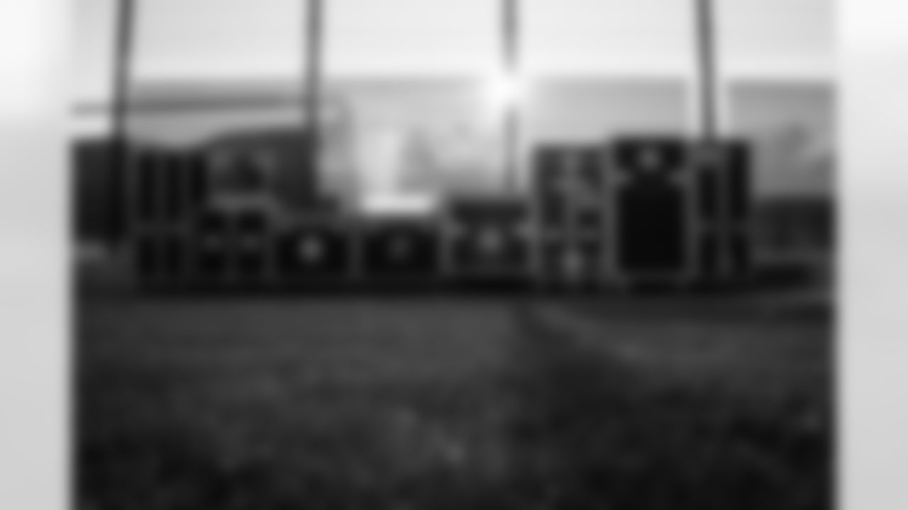 Equipment staged during practice at the FC Union Berlin Training Facility in Berlin, Germany on Friday, November 7, 2025. (Photo by Jay Bendlin/Atlanta Falcons)