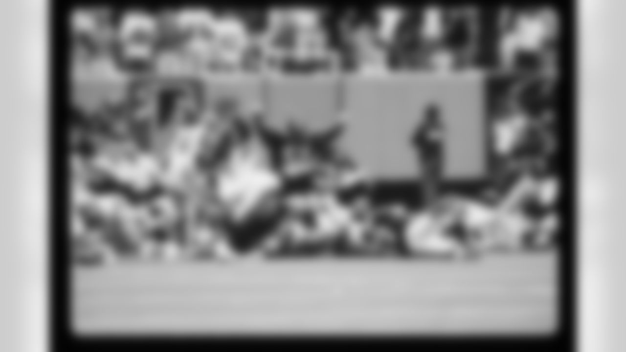 Atlanta Falcons defensive line during the game in Atlanta against the Los Angeles Rams on September 11, 1994. (Photo by Jimmy Cribb)