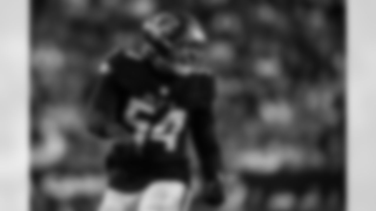 Atlanta Falcons defensive tackle Brandon Dorlus #54 celebrates after making a sack during the Week 16 Game against the Arizona Cardinals at State Farm Stadium in Glendale, Arizona on Sunday, December 21, 2025. (Photo by Taylor McLaughlin/Atlanta Falcons)