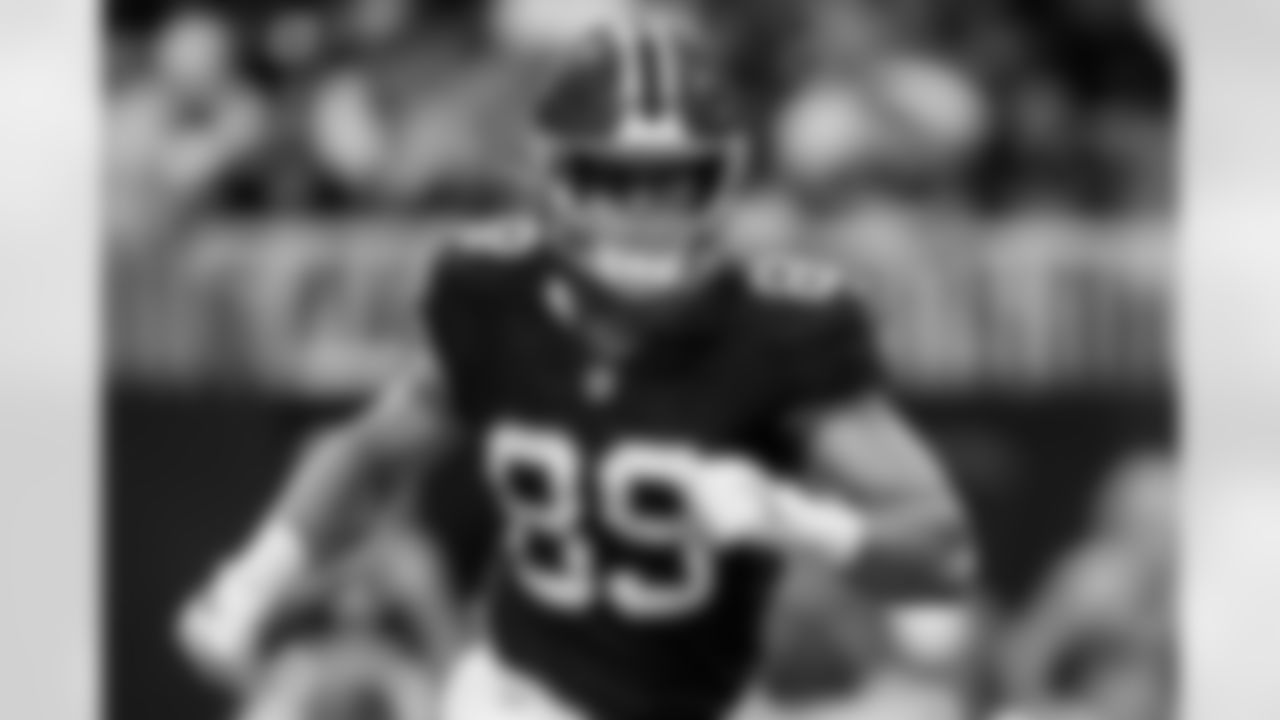 Atlanta Falcons tight end Charlie Woerner #89 during the Week 6 Game against the Buffalo Bills at Mercedes-Benz Stadium in Atlanta, Georgia on Monday, October 13, 2025. (Photo by Jay Bendlin/Atlanta Falcons)