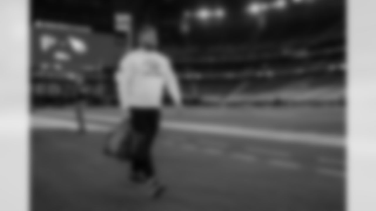 Atlanta Falcons offensive lineman Ryan Neuzil #64 arrives prior to the Week 16 Game against the Arizona Cardinals at State Farm Stadium in Glendale, Arizona on Sunday, December 21, 2025. (Photo by Jay Bendlin/Atlanta Falcons)