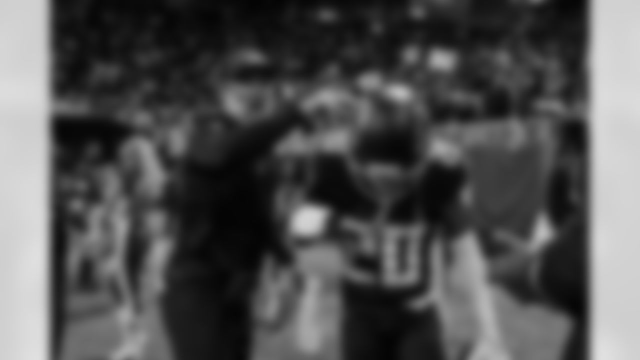 Atlanta Falcons cornerback Dee Alford #20 and Atlanta Falcons defensive coordinator Jeff Ulbrich during the Week 18 Game against the New Orleans Saints at Mercedes-Benz Stadium in Atlanta, Georgia on Sunday, January 4, 2026. (Photo by Jay Bendlin/Atlanta Falcons)