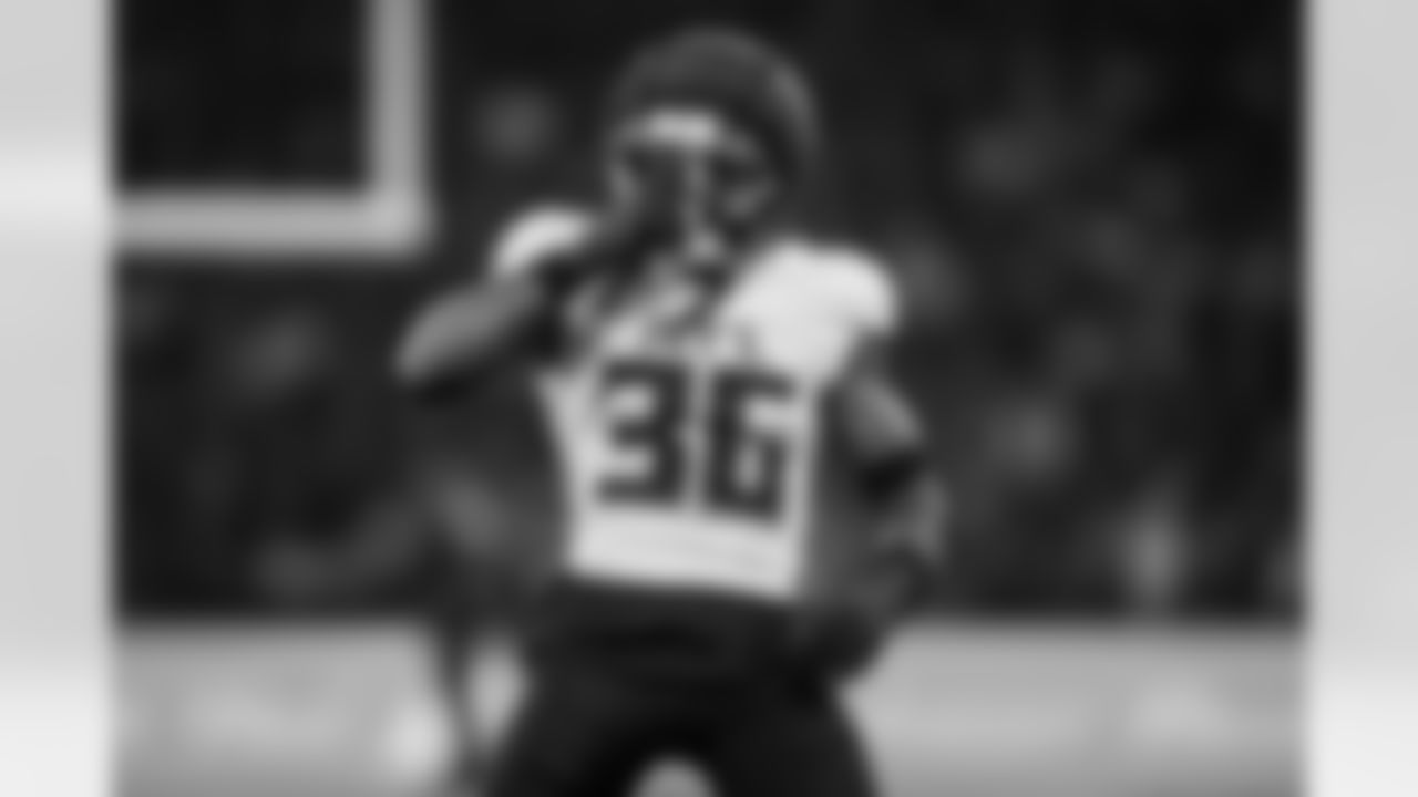 Atlanta Falcons linebacker Ronnie Harrison #36 reacts after a tackle during the second quarter of the Week 10 Game against the Indianapolis Colts at Olympic Stadium in Berlin, Germany on Sunday, November 9, 2025. (Photo by Taylor McLaughlin/Atlanta Falcons)