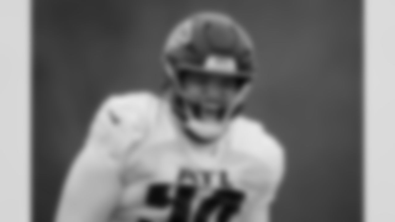 Atlanta Falcons defensive lineman LaCale London #94 during practice at Atlanta Falcons Training Facility in Flowery Branch, Georgia, on Thursday, December 4, 2025. (Photo by Taylor McLaughlin/Atlanta Falcons)