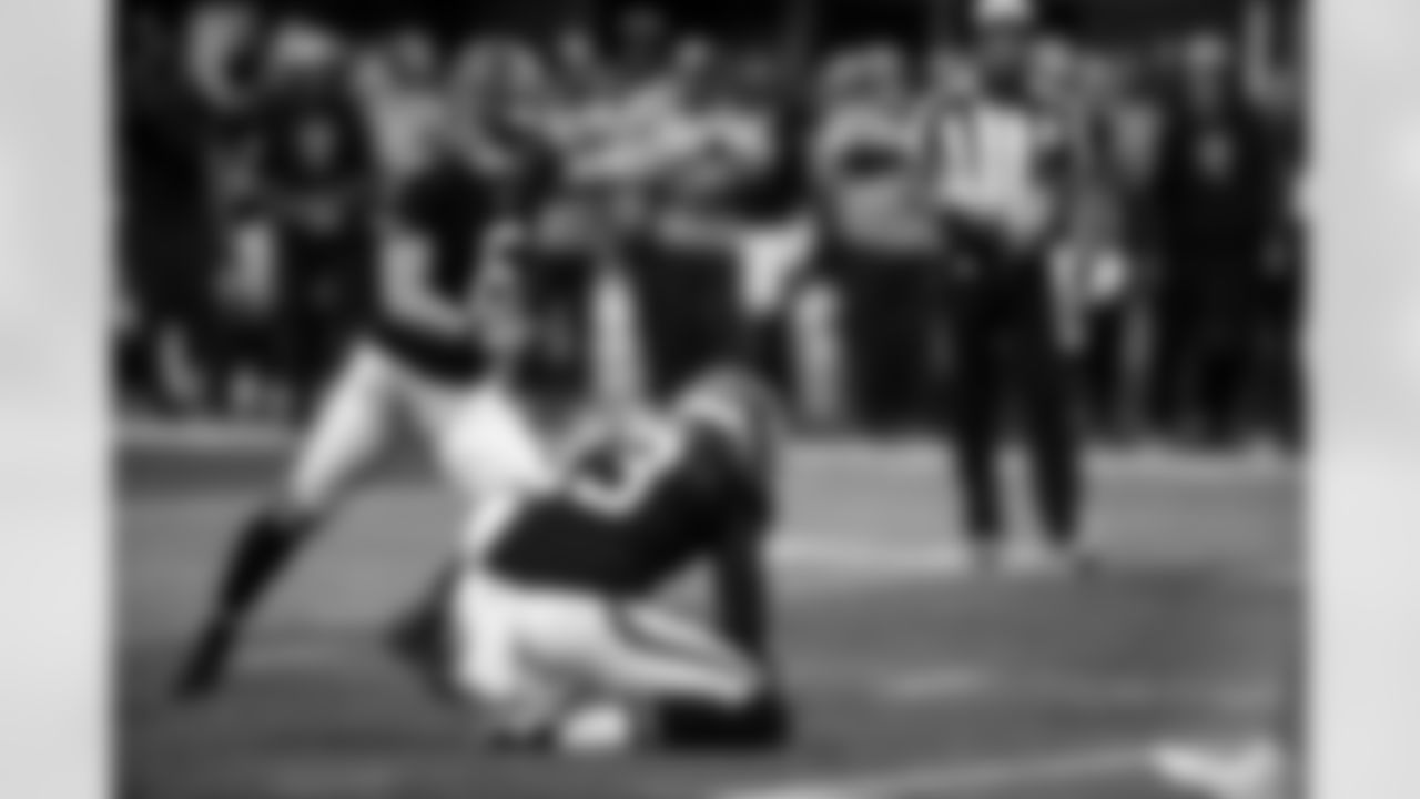 Atlanta Falcons kicker Younghoe Koo #6 attempts a field goal during the Week 5 Game against the Tampa Bay Buccaneers at Mercedes-Benz Stadium in Atlanta, Georgia on Thursday, October 3, 2024. (Photo by AJ Reynolds/Atlanta Falcons)