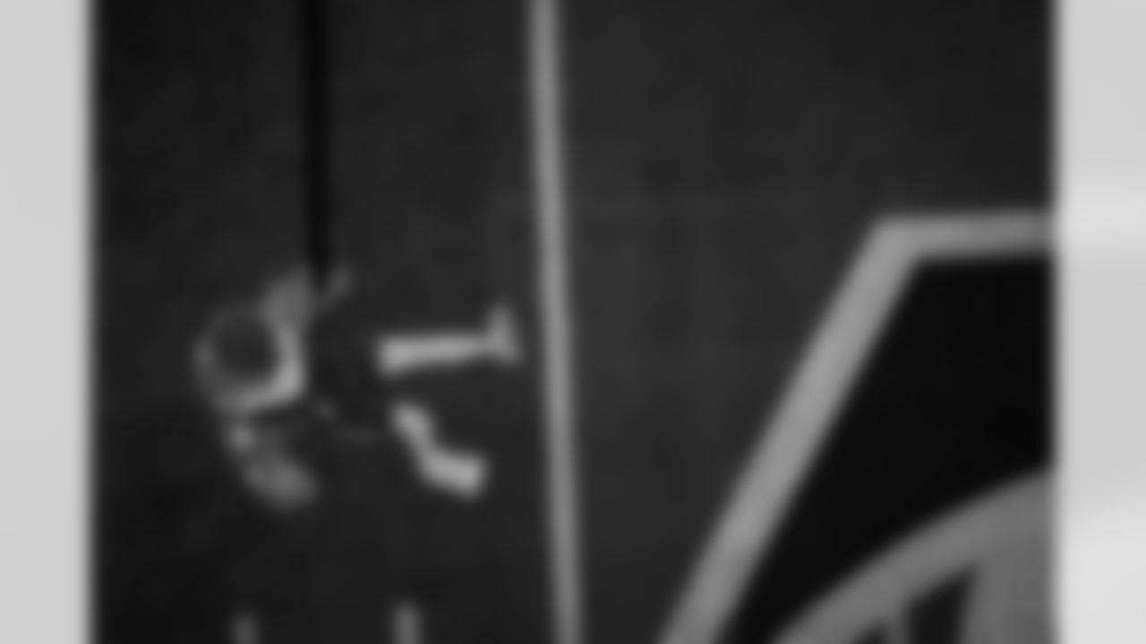 Freddie Falcon descends to the field during the Week 17 Game against the Los Angeles Rams at Mercedes-Benz Stadium in Atlanta, Georgia on Monday, December 29, 2025. (Photo by Kevin Liles/Atlanta Falcons)