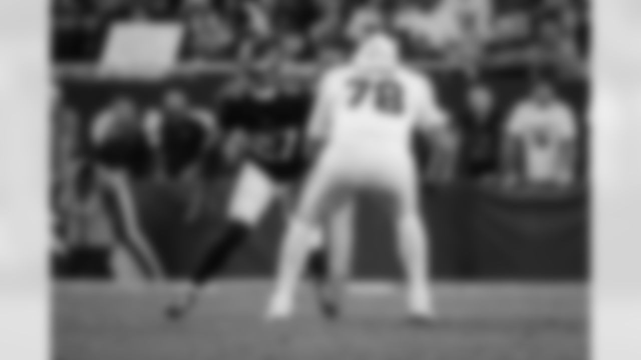 Atlanta Falcons edge rusher James Pearce Jr. #27 defends during the fourth quarter of the Week 16 Game against the Arizona Cardinals at State Farm Stadium in Glendale, Arizona on Sunday, December 21, 2025. (Photo by Jay Bendlin/Atlanta Falcons)