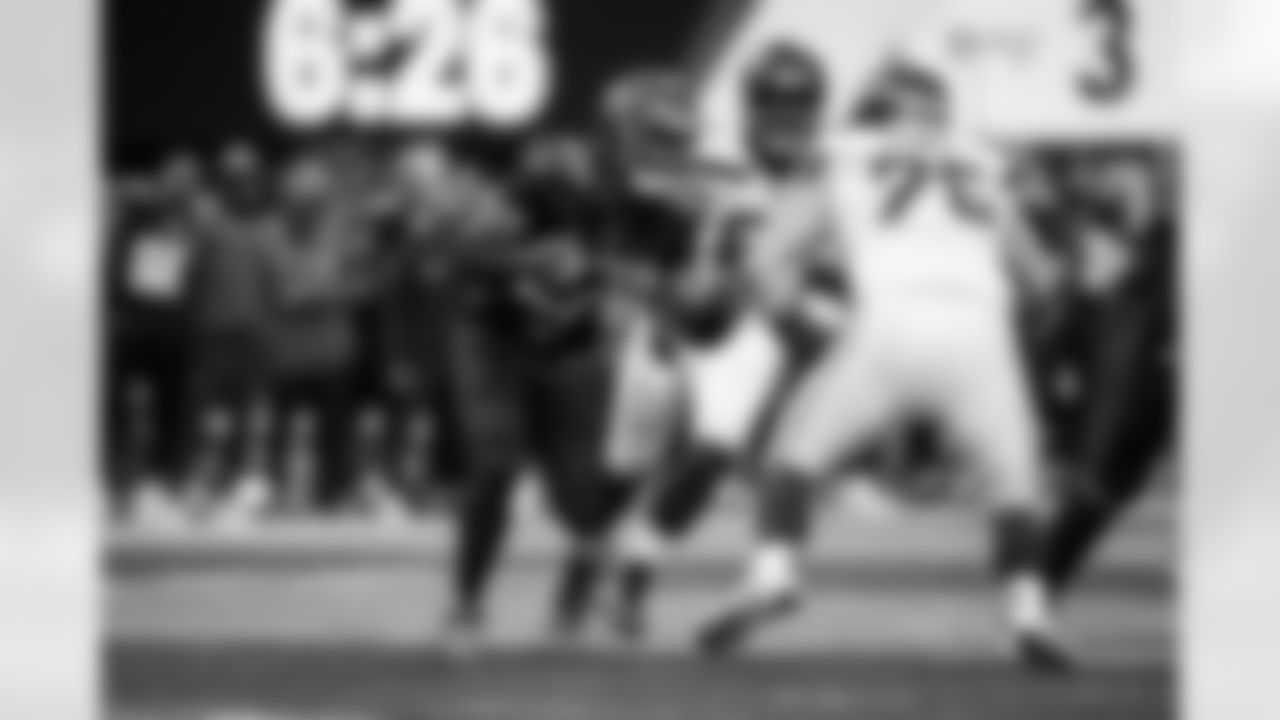 Atlanta Falcons edge rusher James Pearce Jr. #27 during the Week 14 Game against the Seattle Seahawks at Mercedes-Benz Stadium in Atlanta, Georgia on Sunday, December 7, 2025. (Photo by Jay Bendlin/Atlanta Falcons)