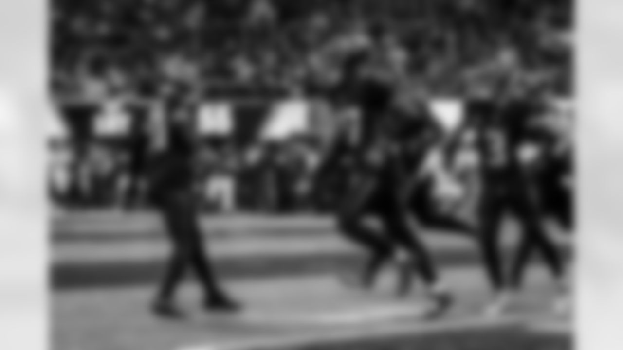 Atlanta Falcons edge rusher James Pearce Jr. #27 reacts after a sack during the Week 14 Game against the Seattle Seahawks at Mercedes-Benz Stadium in Atlanta, Georgia on Sunday, December 7, 2025. (Photo by Taylor McLaughlin/Atlanta Falcons)