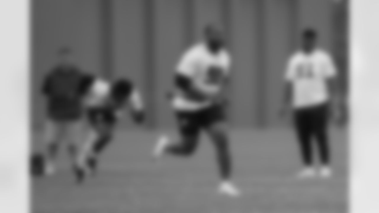 Atlanta Falcons defensive lineman David Onyemata #90 during a workout during the offseason program at Atlanta Falcons Training Facility in Flowery Branch, Georgia, on Tuesday, April 29, 2025. (Photo by Jay Bendlin/Atlanta Falcons)