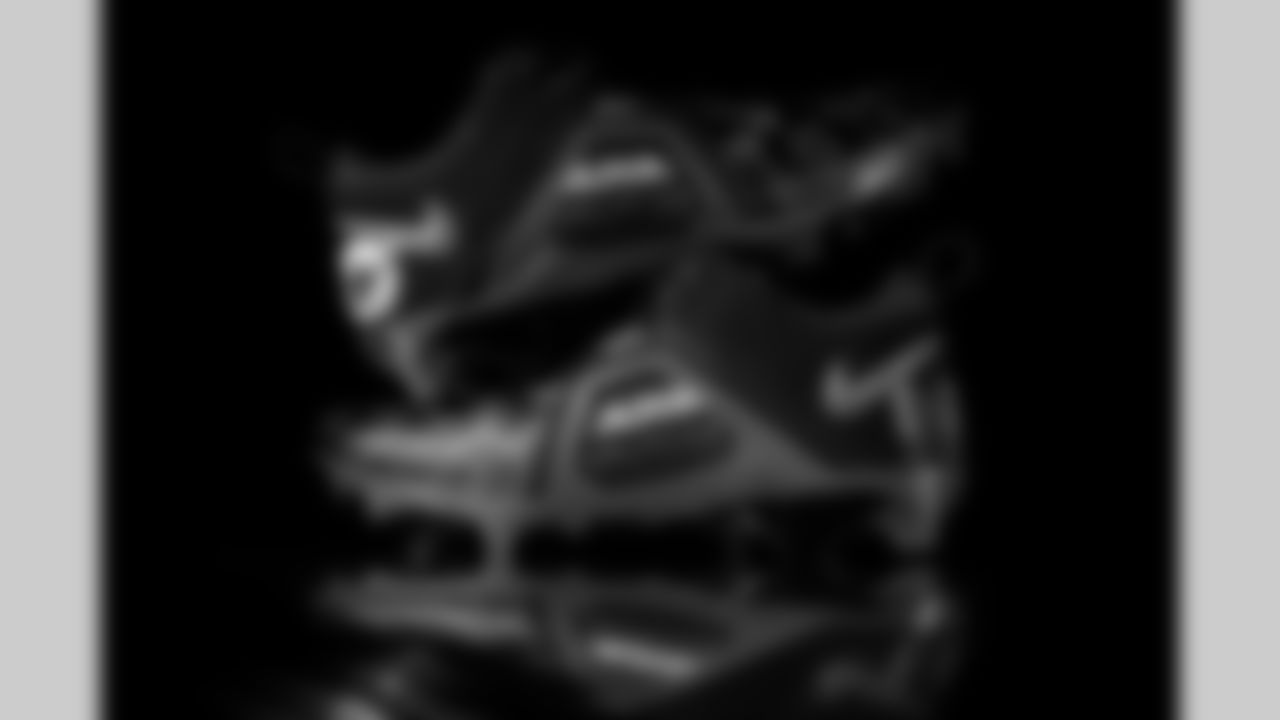 Photos of Atlanta Falcons inside linebacker JD Bertrand #40's cleats for My Cause My Cleats at the Atlanta Falcons Training Facility in Flowery Branch, Ga. on Thursday, November 20, 2025. (Photo by Taylor McLaughlin/Atlanta Falcons)