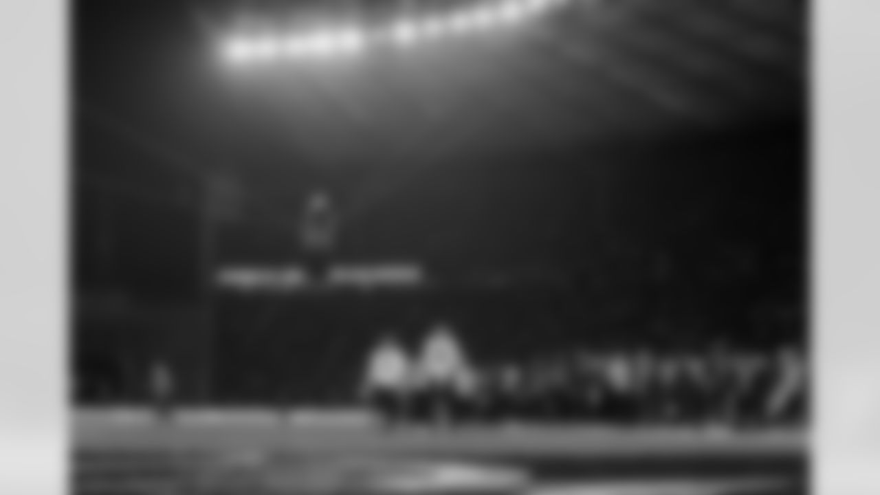 Atlanta Falcons wide receiver Drake London #5 celebrates after a two-point conversion during the fourth quarter of the Week 10 Game against the Indianapolis Colts at Olympic Stadium in Berlin, Germany on Sunday, November 9, 2025. (Photo by Taylor McLaughlin/Atlanta Falcons)