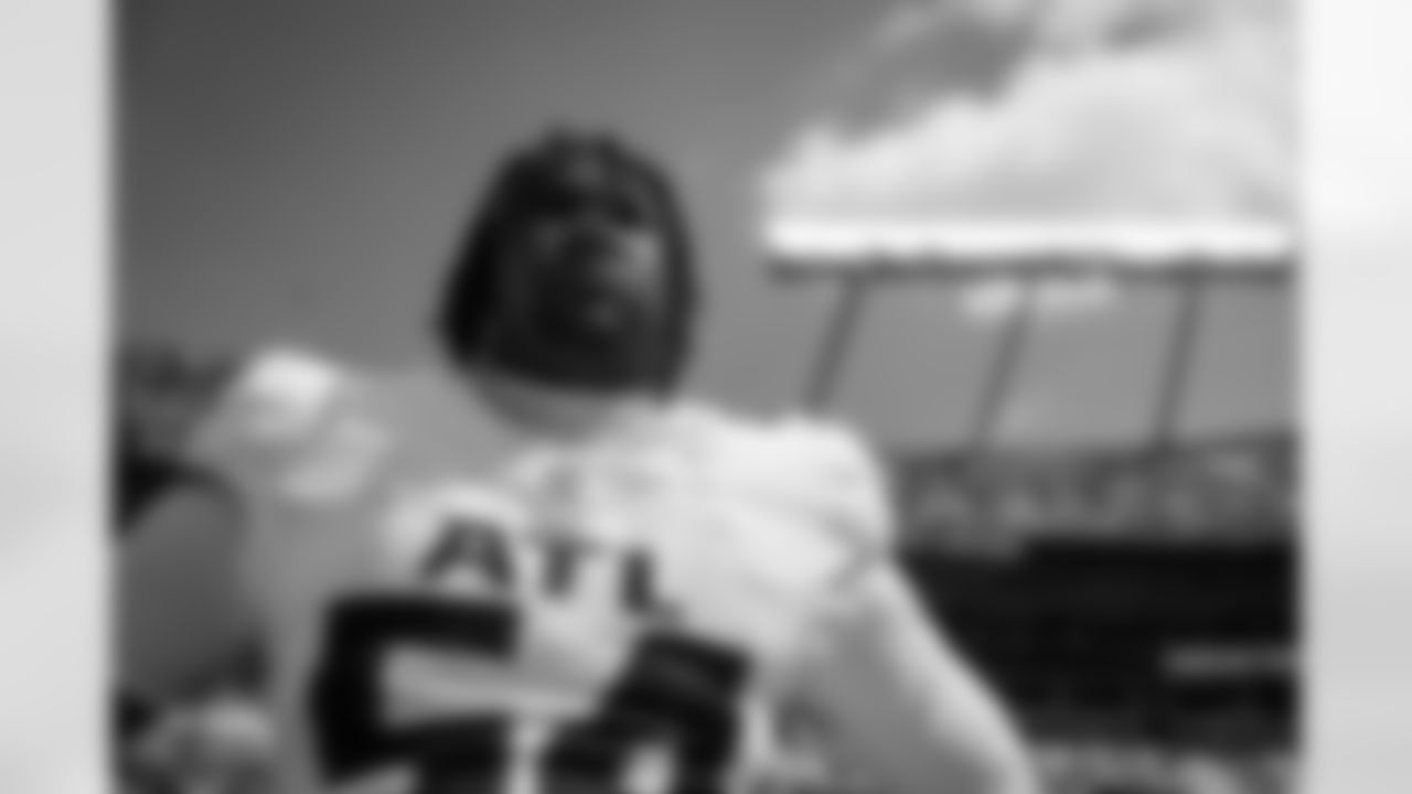 Atlanta Falcons defensive tackle Brandon Dorlus #54 prior to the Week 3 Game against the Carolina Panthers at Bank of America Stadium in Charlotte, North Carolina on Sunday, September 21, 2025. (Photo by Joshua Lavallee/Atlanta Falcons)