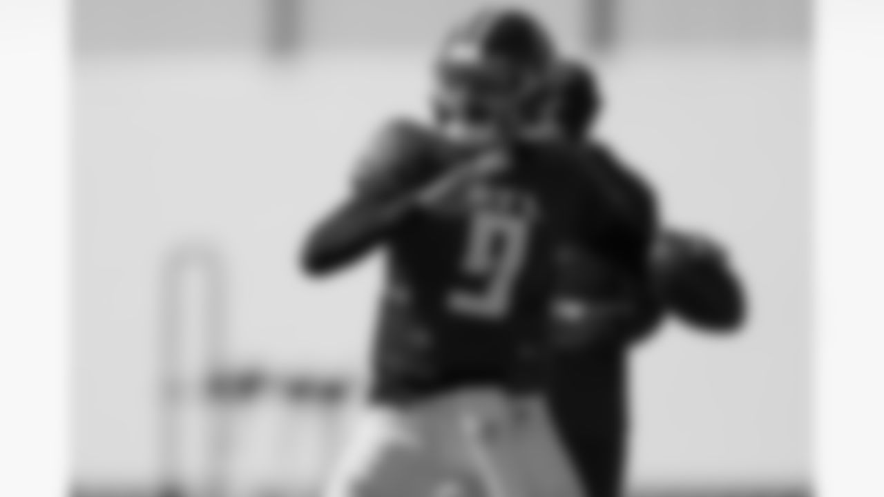 Atlanta Falcons quarterback Michael Penix Jr. #9 during practice at Atlanta Falcons Training Facility in Flowery Branch, Georgia, on Friday, October 10, 2025. (Photo by Taylor McLaughlin/Atlanta Falcons)