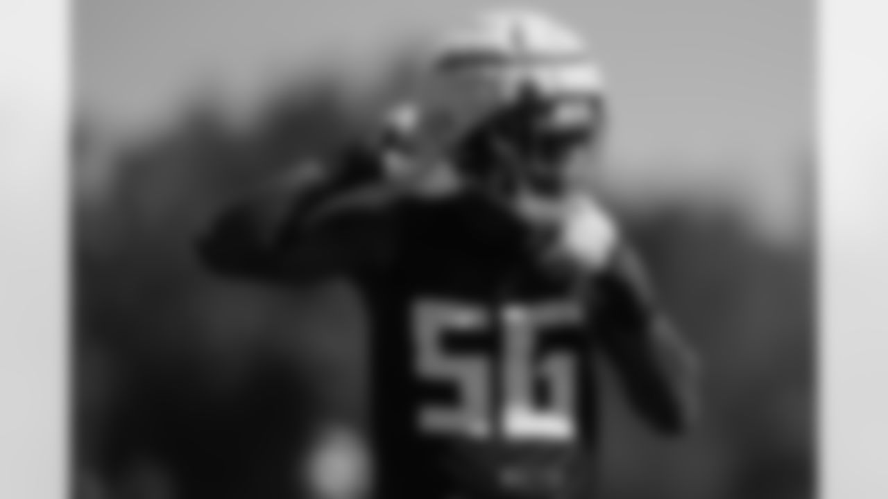 Atlanta Falcons edge rusher Leonard Floyd #56 during practice at AT&T Training Camp at Atlanta Falcons Training Facility in Flowery Branch, Georgia, on Sunday, July 27, 2025. (Photo by Jay Bendlin/Atlanta Falcons)