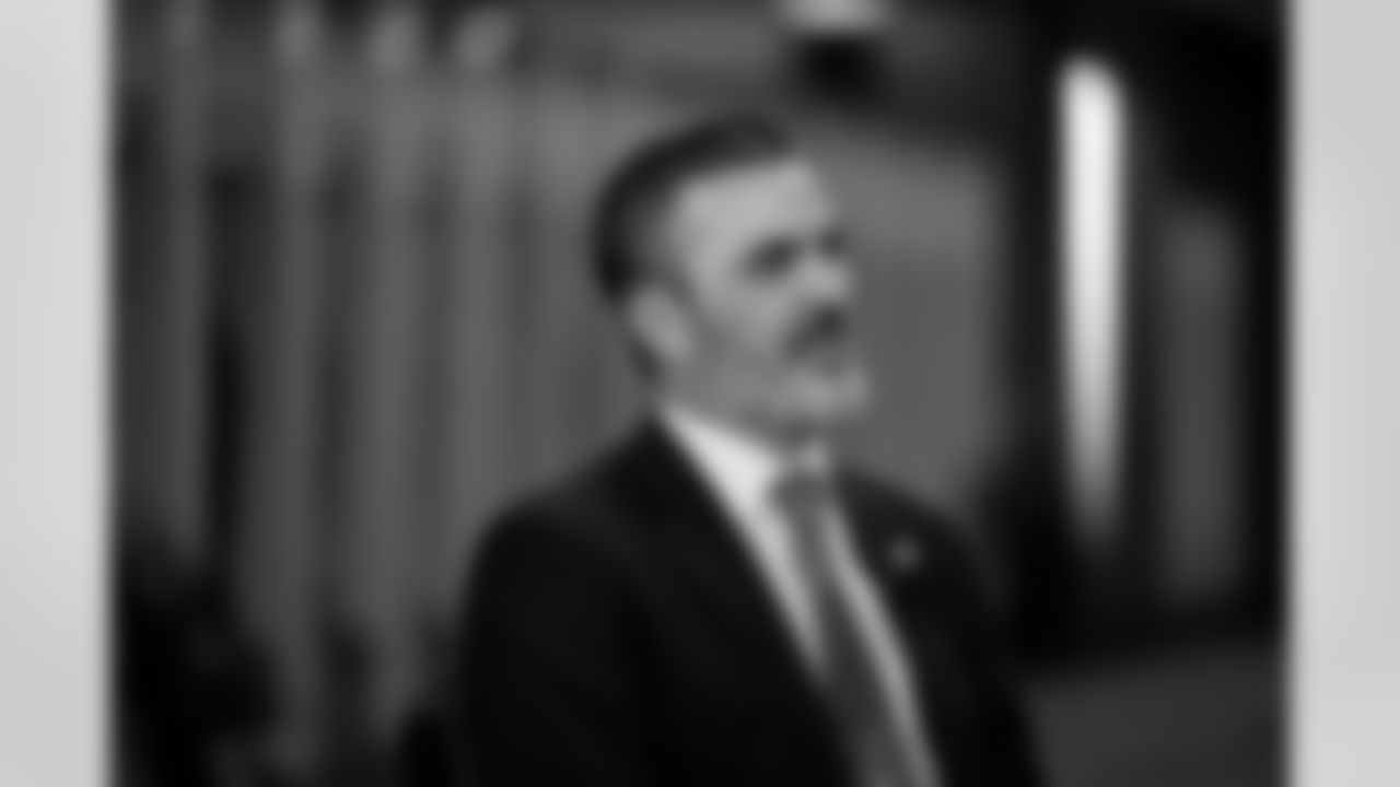 Behind the scenes with Kevin Stefanski as he goes through media and town halls at Mercedes-Benz Stadium in Atlanta, Ga. on Tuesday, January 27, 2026. (Photo by Jay Bendlin/Atlanta Falcons)