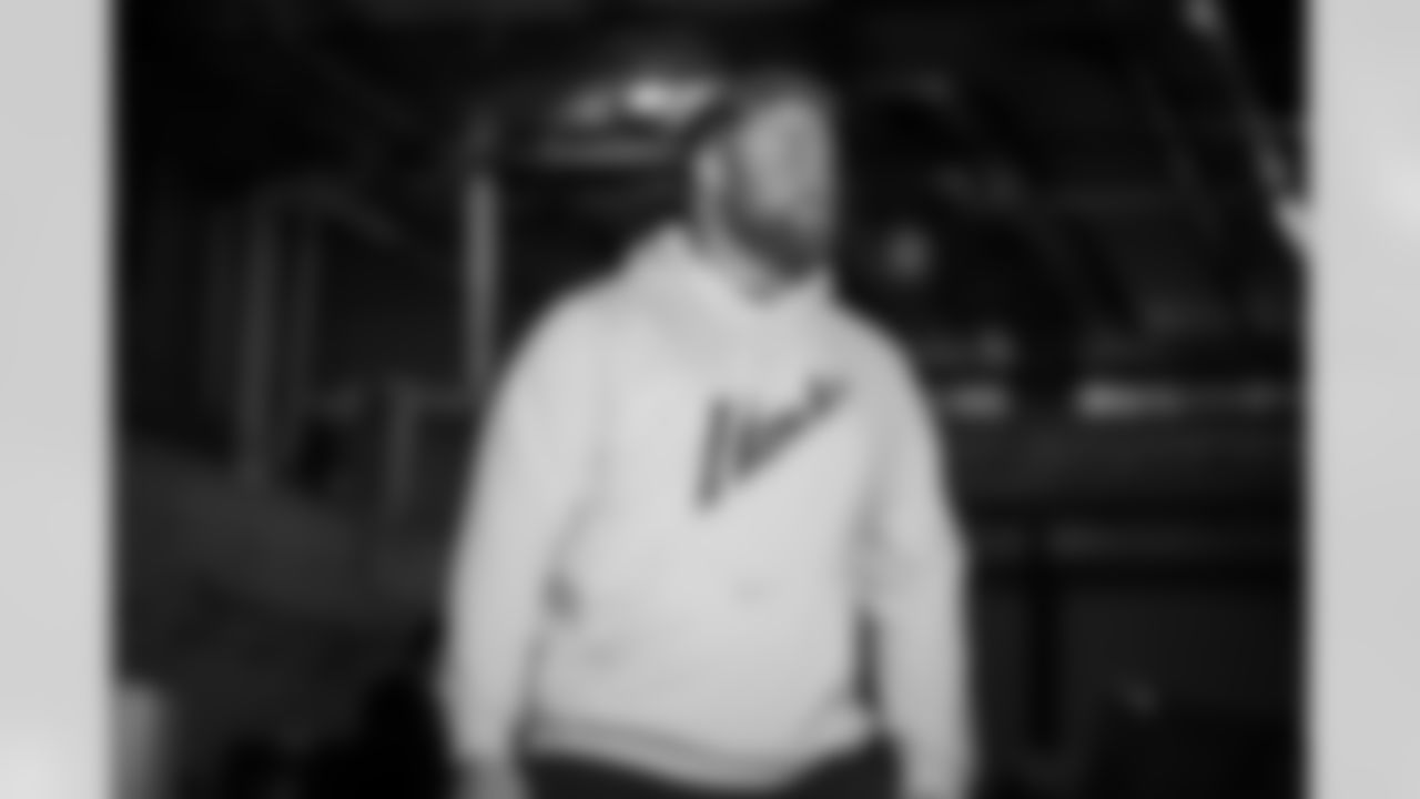 Atlanta Falcons offensive lineman Ryan Neuzil #64 arrives before the Week 13 Game against the New York Jets at Metlife Stadium in East Rutherford, New Jersey on Sunday, November 30, 2025. (Photo by Jay Bendlin/Atlanta Falcons)