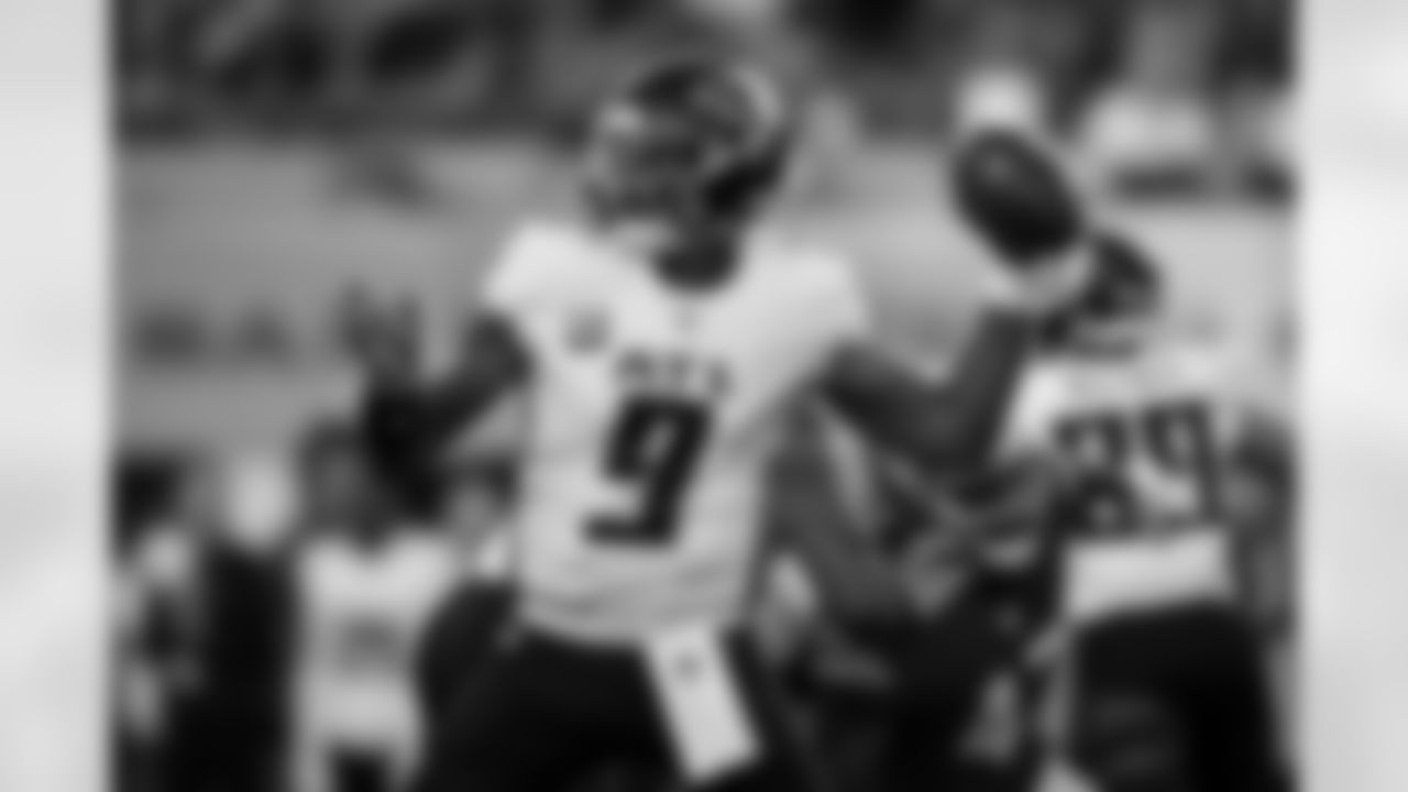 Atlanta Falcons quarterback Michael Penix Jr. #9 throws during the Week 7 Game against the San Francisco 49ers at Levi's Stadium in Santa Clara, California on Sunday, October 19, 2025. (Photo by Donald Miralle/Atlanta Falcons)