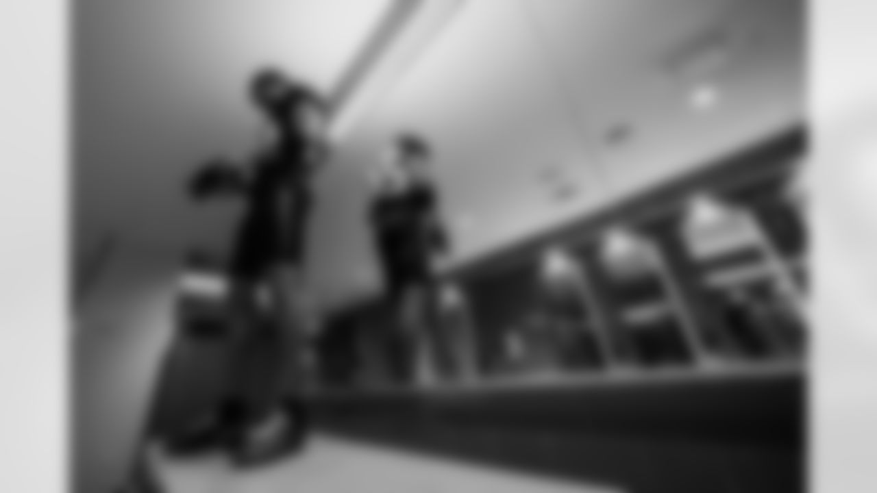 Atlanta Falcons cornerback A.J. Terrell Jr. #24 in the locker room before the Week 14 Game against the Seattle Seahawks at Mercedes-Benz Stadium in Atlanta, Georgia on Sunday, December 7, 2025. (Photo by Jay Bendlin/Atlanta Falcons)