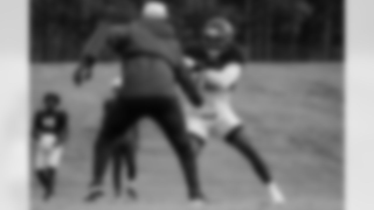 Atlanta Falcons linebacker Khalid Kareem #92 during practice at Atlanta Falcons Training Facility in Flowery Branch, Georgia, on Thursday, November 20, 2025. (Photo by Jay Bendlin/Atlanta Falcons)