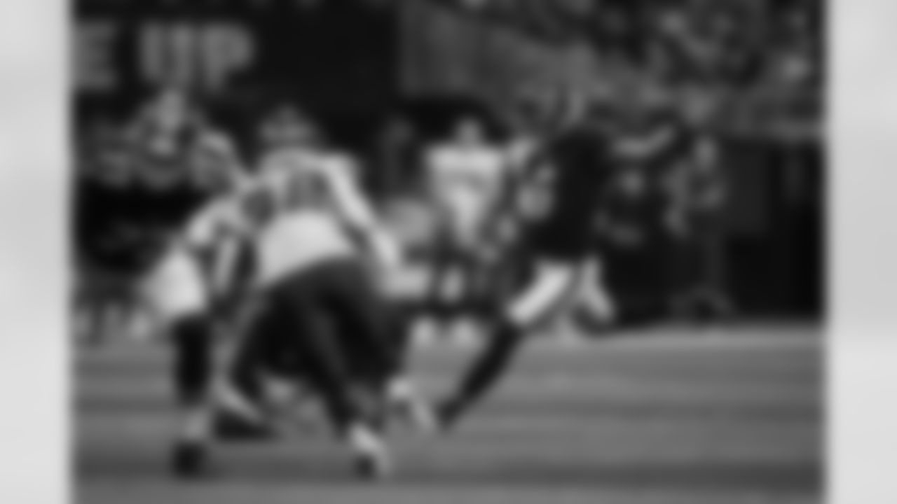 Atlanta Falcons kicker Younghoe Koo #6 attempts a field goal during the Week 5 Game against the Tampa Bay Buccaneers at Mercedes-Benz Stadium in Atlanta, Georgia on Thursday, October 3, 2024. (Photo by Jay Bendlin/Atlanta Falcons)