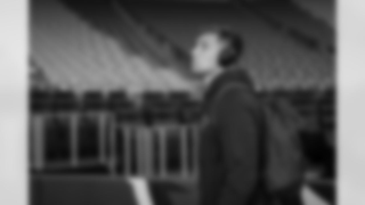 Atlanta Falcons linebacker Kaden Elliss #55 arrives prior to the Week 16 Game against the Arizona Cardinals at State Farm Stadium in Glendale, Arizona on Sunday, December 21, 2025. (Photo by Jay Bendlin/Atlanta Falcons)