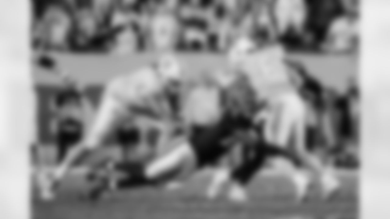 Atlanta Falcons edge rusher James Pearce Jr. #27 gets a sack during the Week 15 Game against the Tampa Bay Buccaneers at Raymond James Stadium in Tampa, Florida on Thursday, December 11, 2025. (Photo by Taylor McLaughlin/Atlanta Falcons)