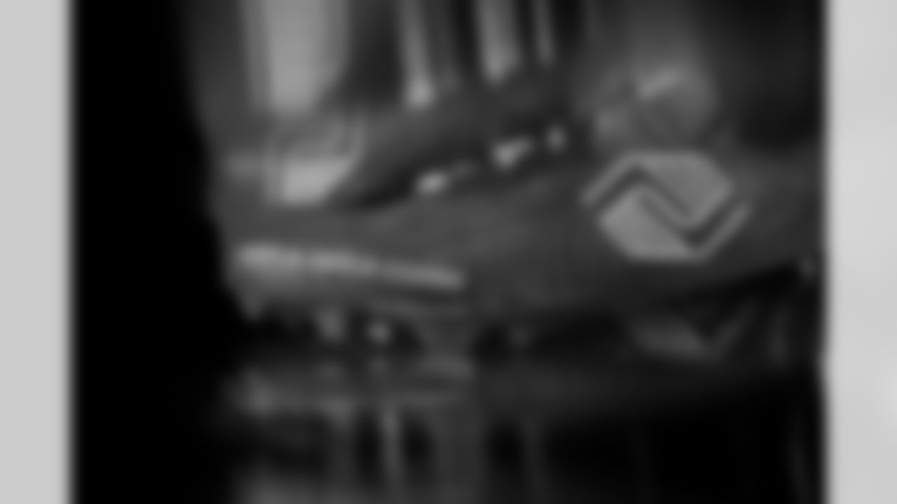 Photos of Atlanta Falcons wide receiver Jamal Agnew #14's cleats for My Cause My Cleats at the Atlanta Falcons Training Facility in Flowery Branch, Ga. on Wednesday, November 19, 2025. (Photo by Taylor McLaughlin/Atlanta Falcons)